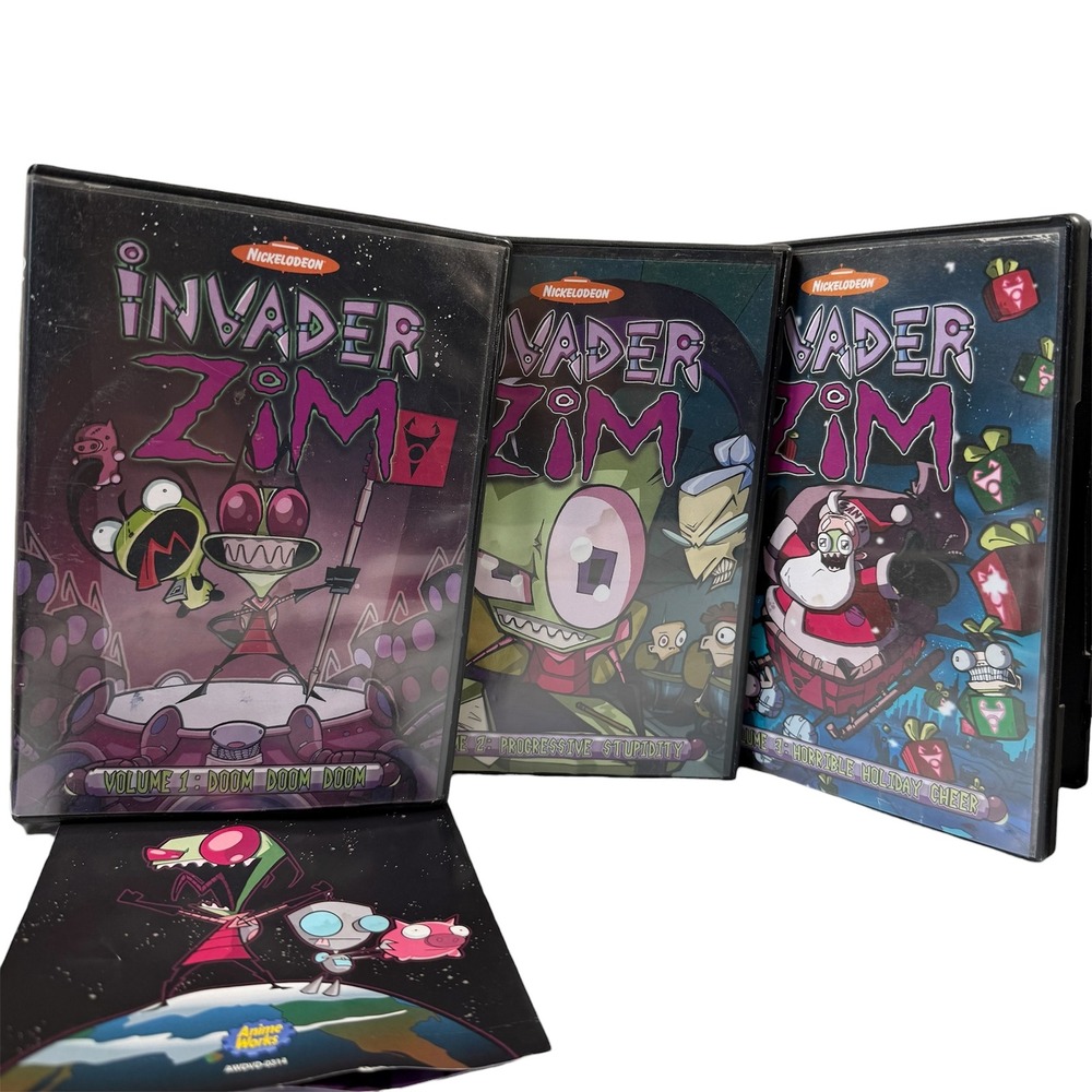 Nickelodeon Invader Zim DVD Volumes 1 2 3 Set GIR Anime Sci-Fi Cartoon Read